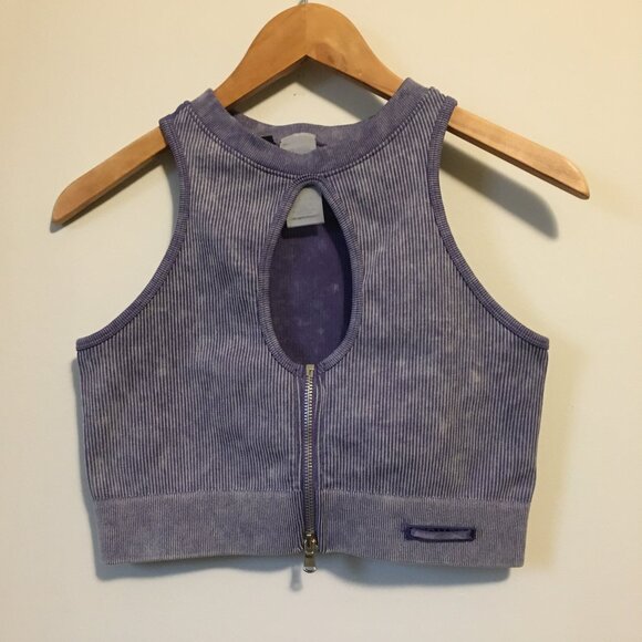 90 Degree By Reflex Athletic Zipper + Keyhole Crop Top Bra - Picture 1 of 10